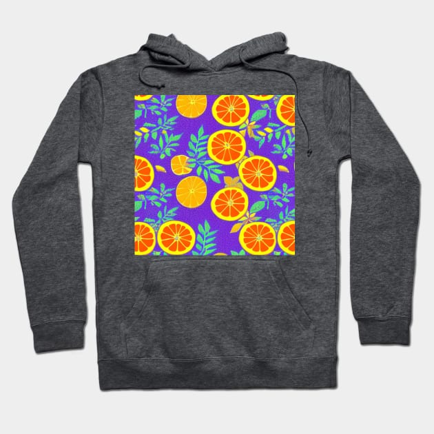 Oranges on a purple background Hoodie by LeahHa